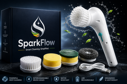 SparkFlow PowerScrub Pro™ | 5-in-1 Electric Spin Scrubber