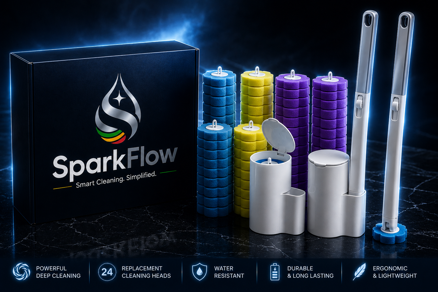 SparkFlow Replacement Heads | 24-Pack Cleaning Refills