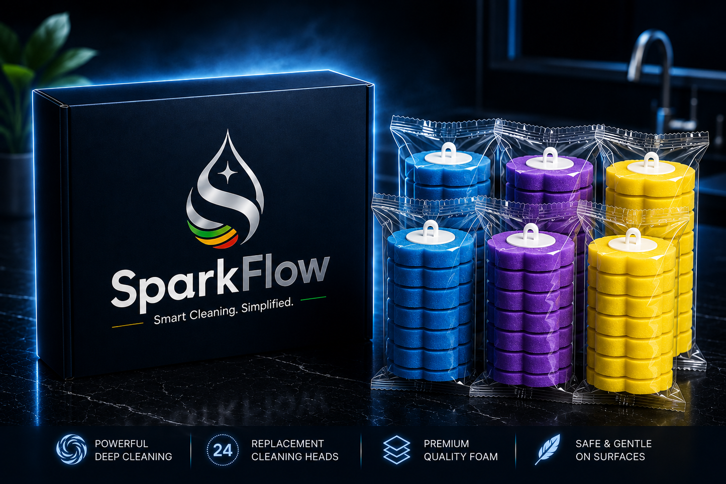 SparkFlow Replacement Heads | 24-Pack Cleaning Refills