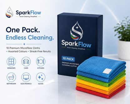 SparkFlow Premium Microfibre Cleaning Cloths (10 Pack) | Ultra Absorbent Cleaning Cloths