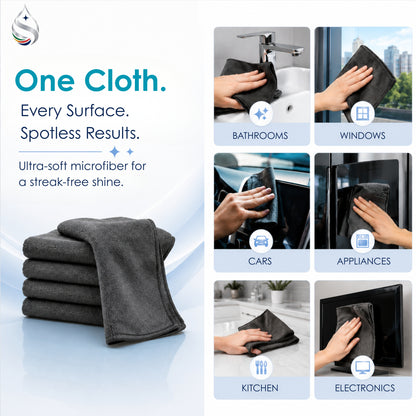 SparkFlow Premium Microfiber Cleaning Cloths | 5 Pack